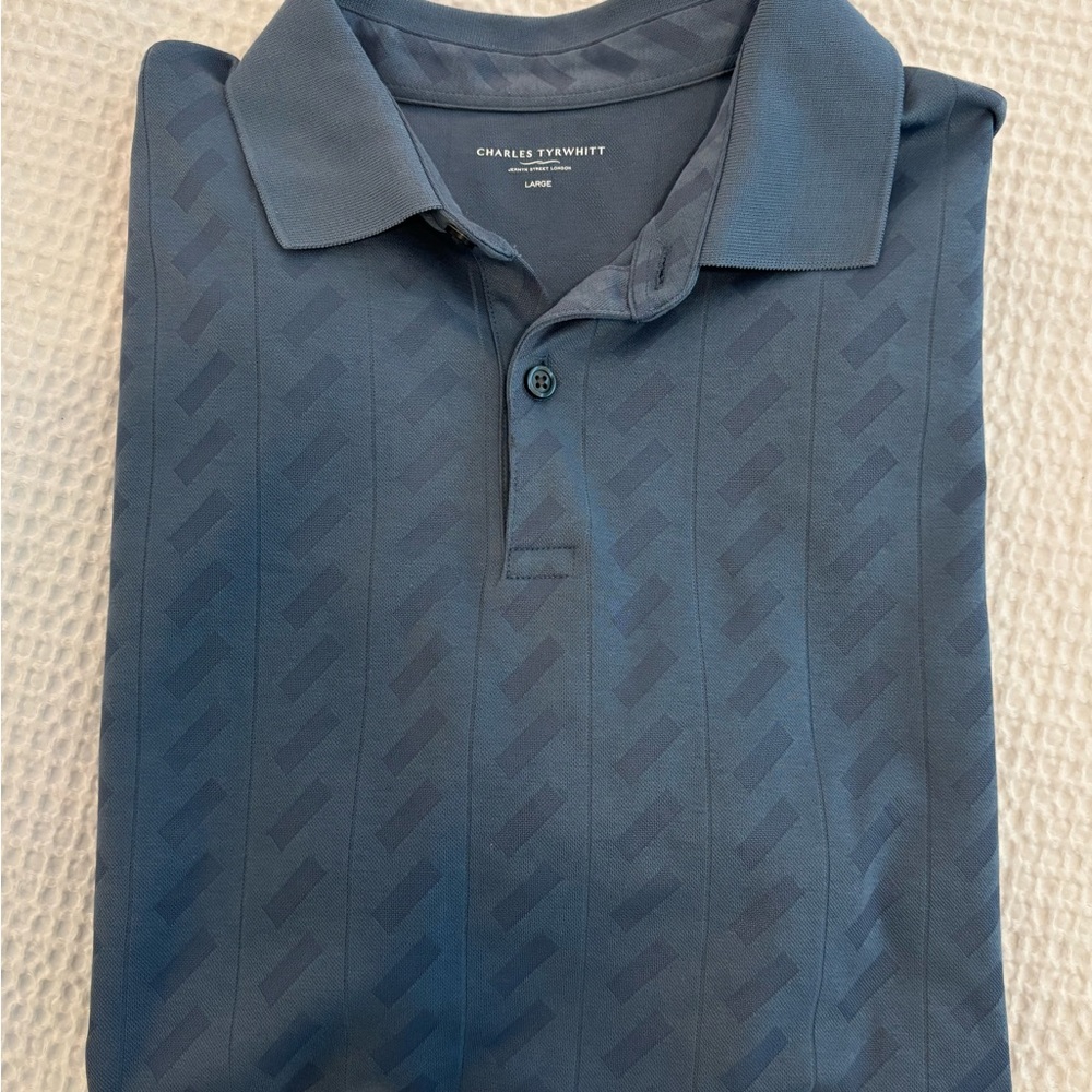 Charles Tyrwhitt Textured Steel Blue Polo Shirt